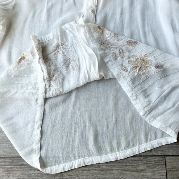 Vintage  Raindrops Semi Sheer Embroidered Sequins Blouse - Picture 8 of 14